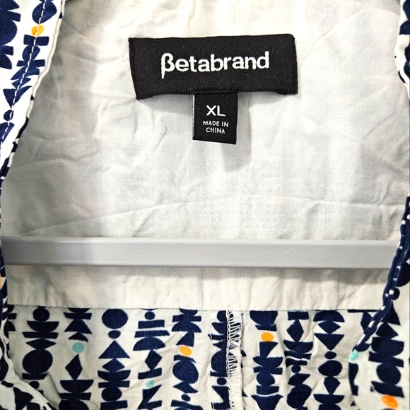 Betabrand Womens Long Sleeves Button-Down Blouse Career Academia Blue White XL - Picture 7 of 9